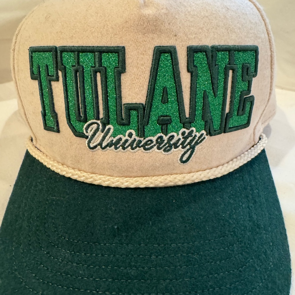New NWOT Tulane University Bling ‘47 Stoney Clover Lane Baseball Cap Tan Green - Picture 2 of 8